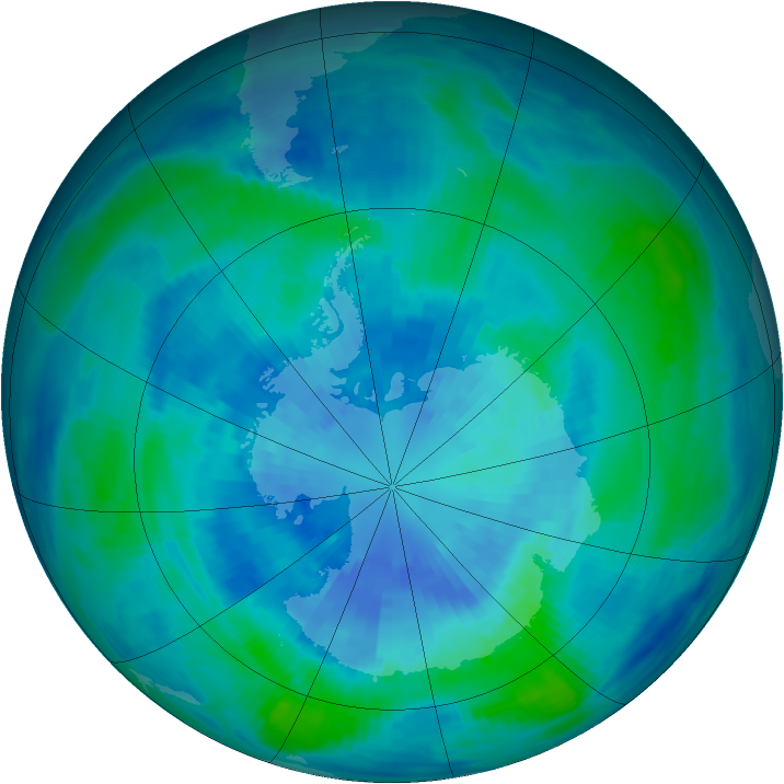 Antarctic ozone map for 27 March 1986